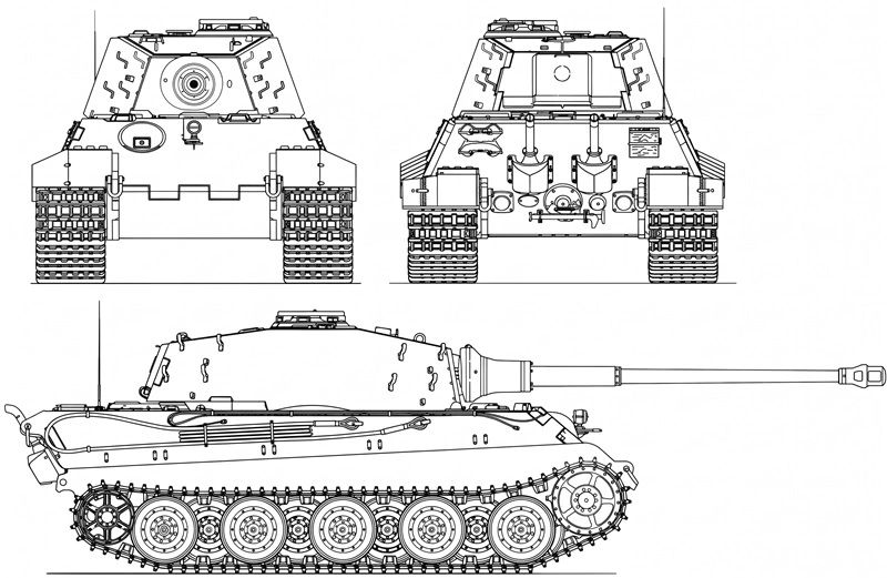 Technický nákres stavebnice King Tiger COBI 2686