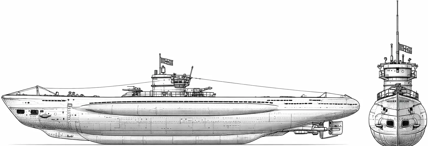 Drawing of German submarine U-47 COBI 4858 | Cobishop.cz