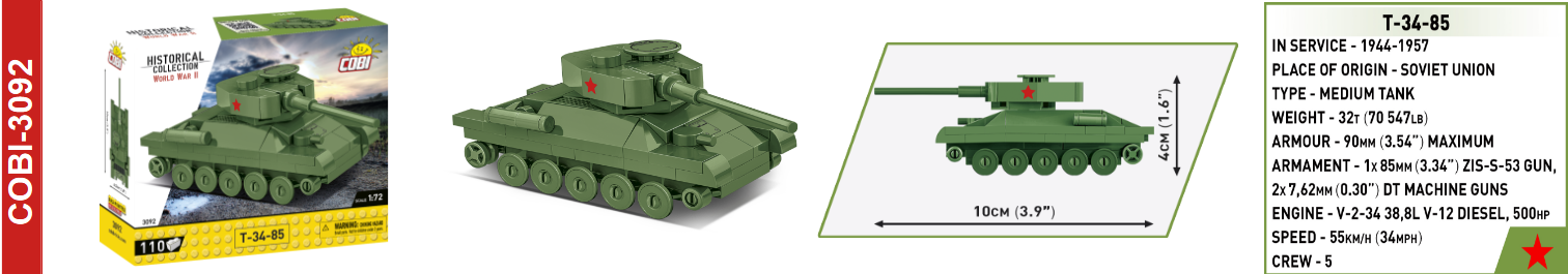 COBI 1/72 T-34/85 Micro Tank, 3092