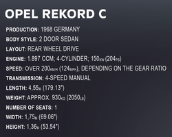 Opel Rekord C "Schwarze Witwe" COBI 24332 - Youngtimer Limitierte Auflage - kopie