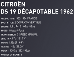 Automobil 1962 Citroën DS 19 Décapotable COBI 24346 - Youngtimer 1:12