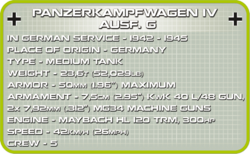 Německý střední tank  PzKpfW Panzer IV ausf. G LIMITED EDITION COBI 2545 - World  War II - kopie