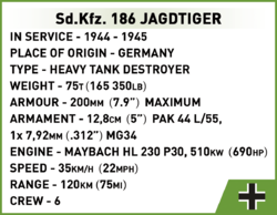 German heavy tank destroyer Panzerjäger Tiger Ausf. B COBI 2579 - Limited Edition WWII 1:28 - kopie