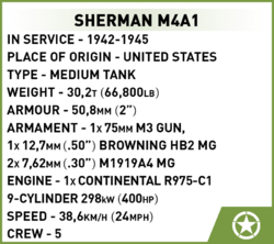 American Sherman M4A3E8 tank COBI 2711 - World War II - kopie