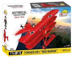 Jagdflugzeug mit drei Flugzeugen FOKKER Dr. I Red Baron COBI 2985 - Limitierte Auflage Great War - kopie