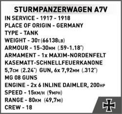 Německý tank STURMPANZERWAGEN A7V COBI 2982 - Great War - kopie
