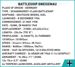 German Battleship Gneisenau COBI 4834 - Limited Edition WWII - kopie