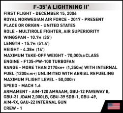 American combat aircraft Lockheed Martin F-35A Lightning II WLOP COBI 5832 - Armed Forces
