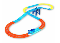 Track with a glowing train
